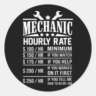 mechanic t-shirts classic round sticker