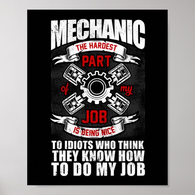 Mechanic The Hardest Part Idiots Aircraft Mechanic Poster (Front)