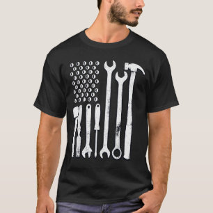 Mechanic Tools American Flag Usa Artwork T-Shirt
