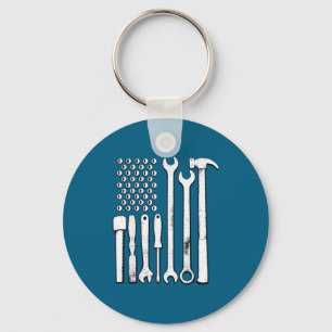 Mechanic Tools American Flag Usa Keychain