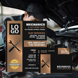 Mechanic Tools, Auto Mechanic/Repairs Advertising Flyer