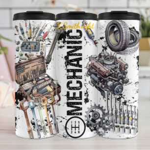 Mechanic Tools Engine Collage Design Thermal Tumbler