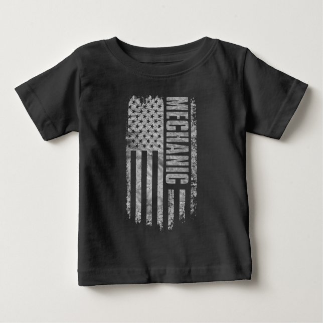 Mechanic USA Flag Distressed design Baby T-Shirt (Front)