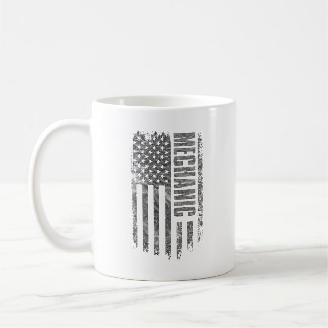 Mechanic USA Flag Distressed design Coffee Mug (Left)