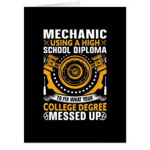 Mechanic Using A High School Diploma Card