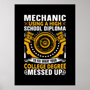 Mechanic Using A High School Diploma Poster