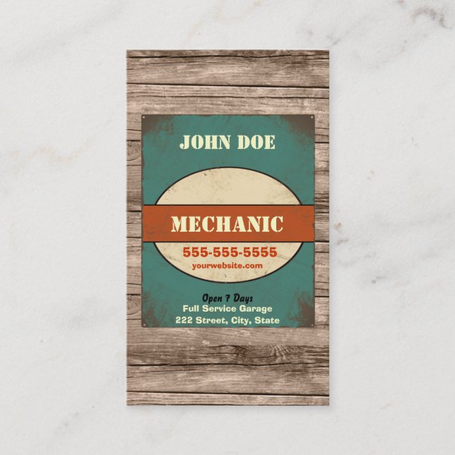 Mechanic Vintage Business Card (Front)