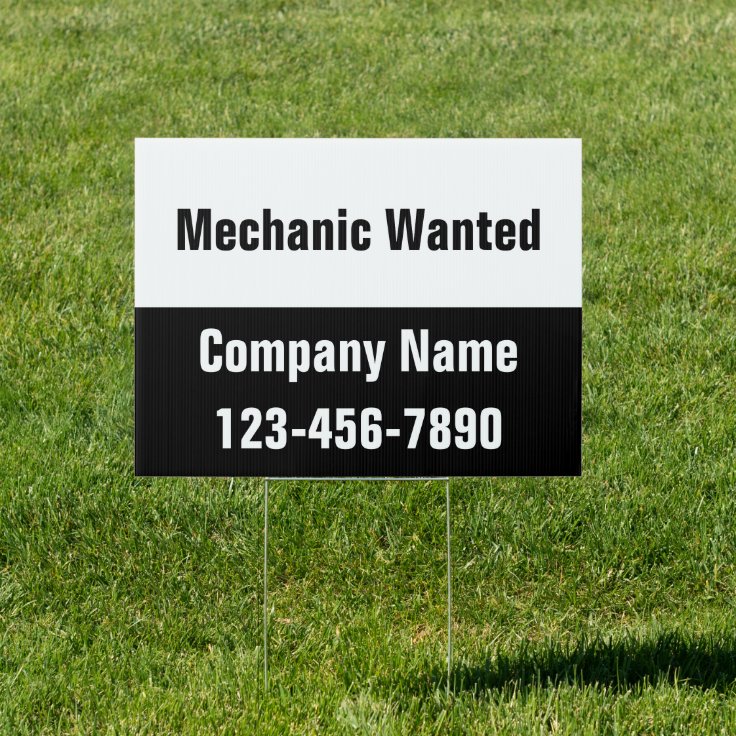 Mechanic Wanted Company Name Text Template Sign | Zazzle