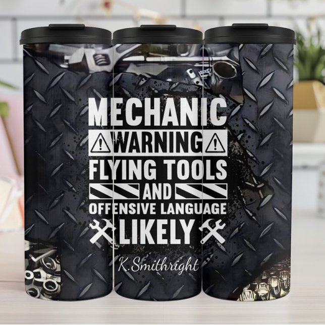 Mechanic Warning Flying Tools Language Thermal Tumbler (Creator Uploaded)