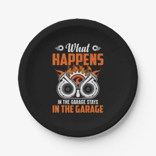 Mechanic What Happens In The Garage Paper Plates