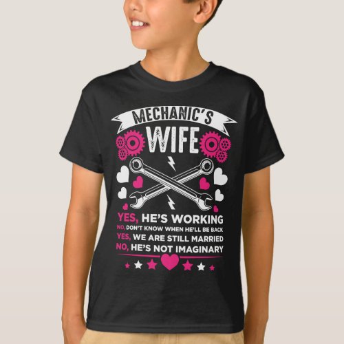 Mechanic Wife Girlfriend Husband Wedding T_Shirt
