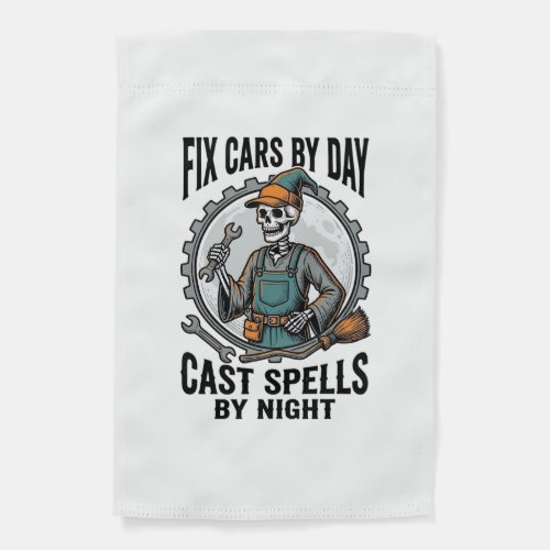 Mechanic Witch Shirt Vintage Halloween Repair Art_ Garden Flag
