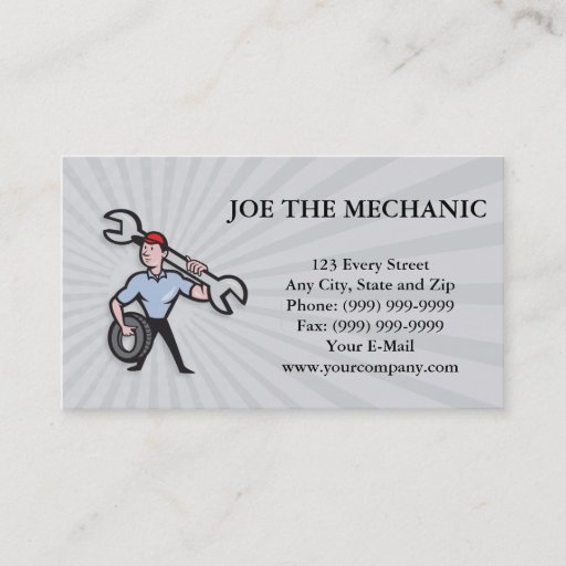 Customizable Mechanic With Tire Socket Wrench And Tire Business Cards