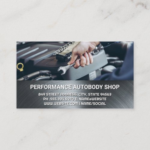 Mechanic with Wrench  Metallic Business Card