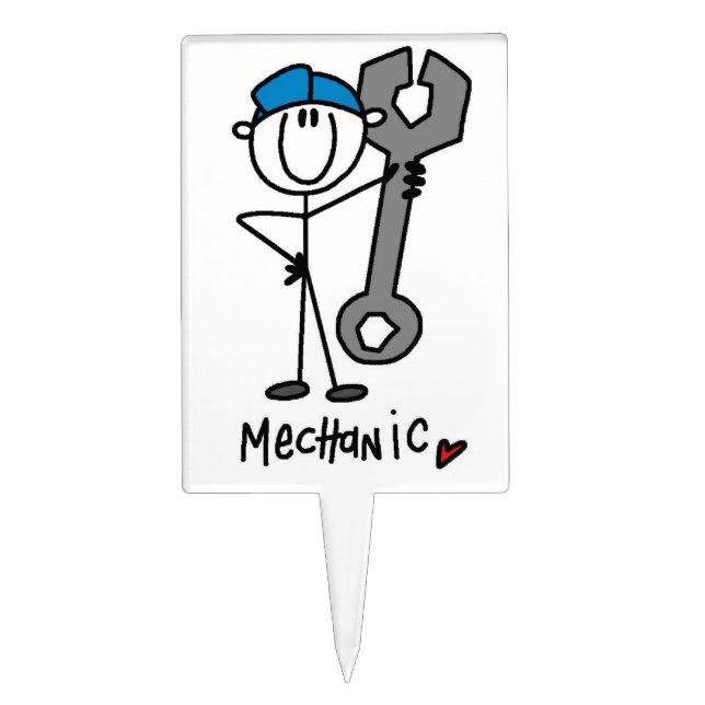 Mechanic With Wrench Stick Figure Cake Topper (Front)