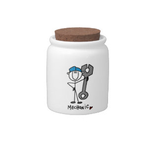 Mechanic With Wrench Stick Figure Candy Jar