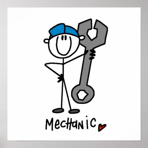 Mechanic With Wrench Stick Figure Poster