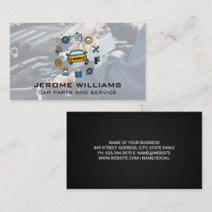 Mechanic Working on Engine with Wrench Business Card