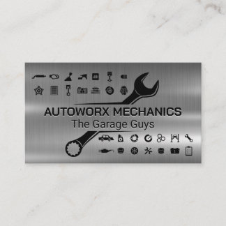 Mechanic Wrench | Auto Services | Metallic Business Card