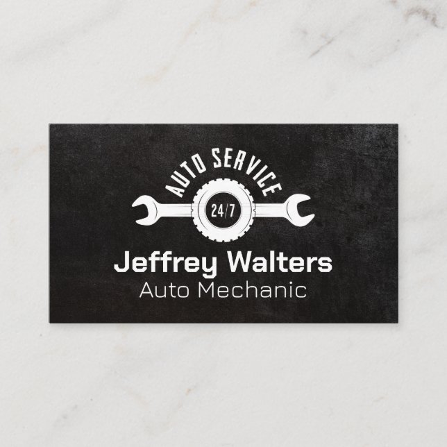 Mechanic Wrench Logo | Auto Service Business Card (Front)