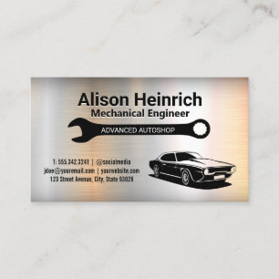 Mechanic Wrench   Muscle Car   Metallic Business Card