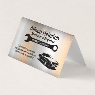 Mechanic Wrench Muscle Car Metallic Business Card