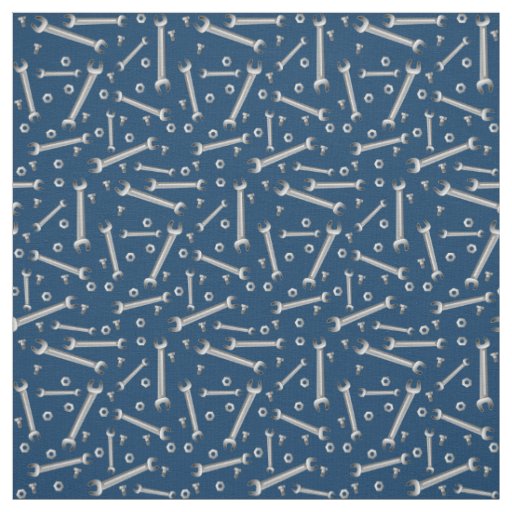 Mechanic Wrench Nuts and Bolts Pattern Fabric