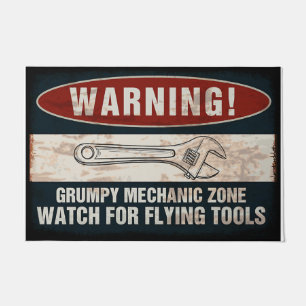Mechanic Zone Mat, Watching For Flying Tools Doormat
