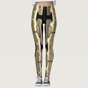 Mechanical Android Metallic Golden Robot Leggings