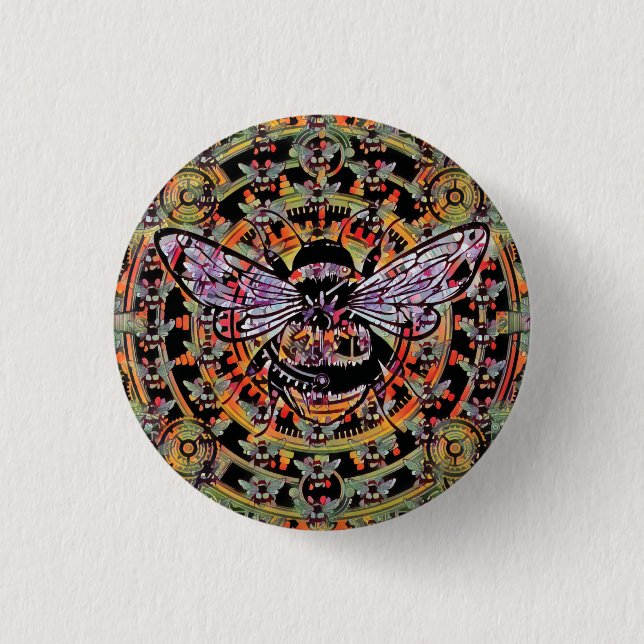 Mechanical Bee Collage  Button (Front)