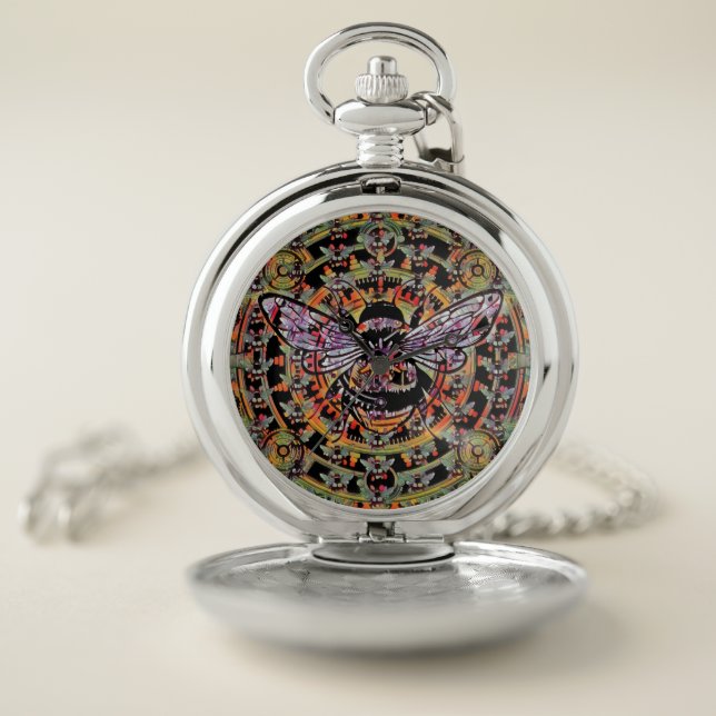 Mechanical Bee Collage  Pocket Watch (Inside)