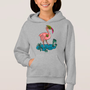 Mechanical Bird, Pink Flamingo Mecha Robot Hoodie