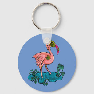 Mechanical Bird, Pink Flamingo Mecha Robot Keychain