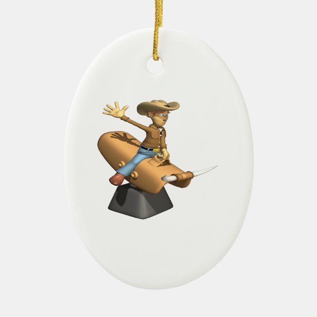 Mechanical Bull Ceramic Ornament (Front)