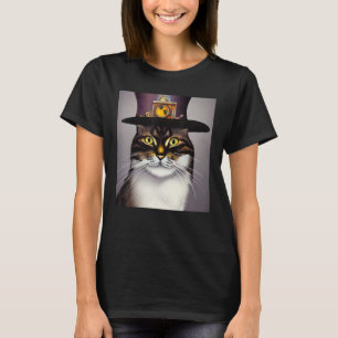Mechanical Cat Ingenuity Unleash Steampunk AI Cat  T-Shirt