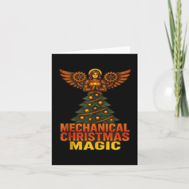Mechanical Christmas Magic Xmas Fairy Angel Tank T Card (Front)