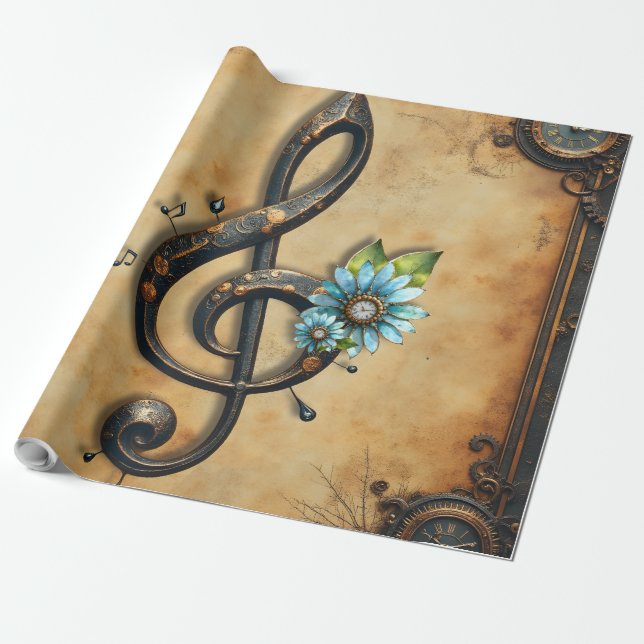 Mechanical  clef  wrapping paper (Unrolled)