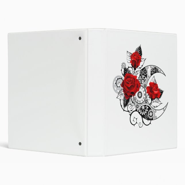 Mechanical Crescent with Red Roses 3 Ring Binder (Background)