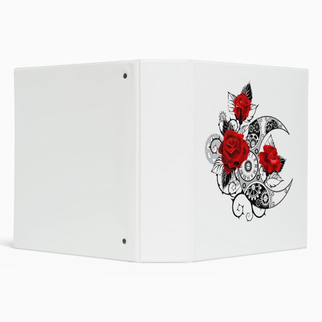 Mechanical Crescent with Red Roses 3 Ring Binder (Background)
