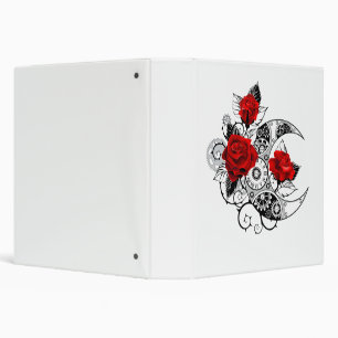 Mechanical Crescent with Red Roses 3 Ring Binder