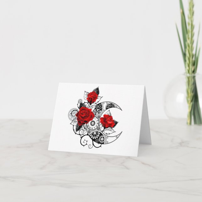 Mechanical Crescent with Red Roses Announcement (Front)