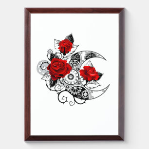 Mechanical Crescent with Red Roses Award Plaque
