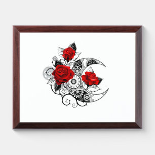 Mechanical Crescent with Red Roses Award Plaque