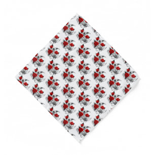 Mechanical Crescent with Red Roses Bandana