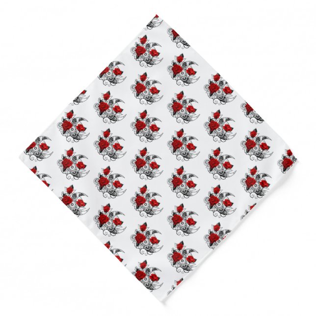 Mechanical Crescent with Red Roses Bandana (Front)