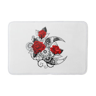Mechanical Crescent with Red Roses Bath Mat