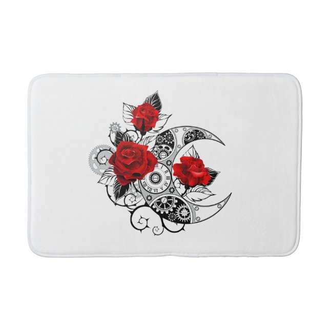 Mechanical Crescent with Red Roses Bath Mat (Front)