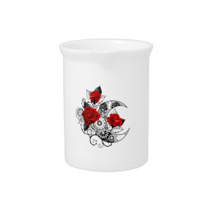Mechanical Crescent with Red Roses Beverage Pitcher