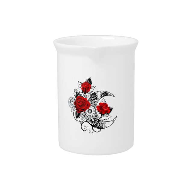 Mechanical Crescent with Red Roses Beverage Pitcher (Front)
