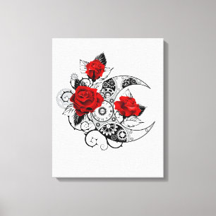 Mechanical Crescent with Red Roses Canvas Print